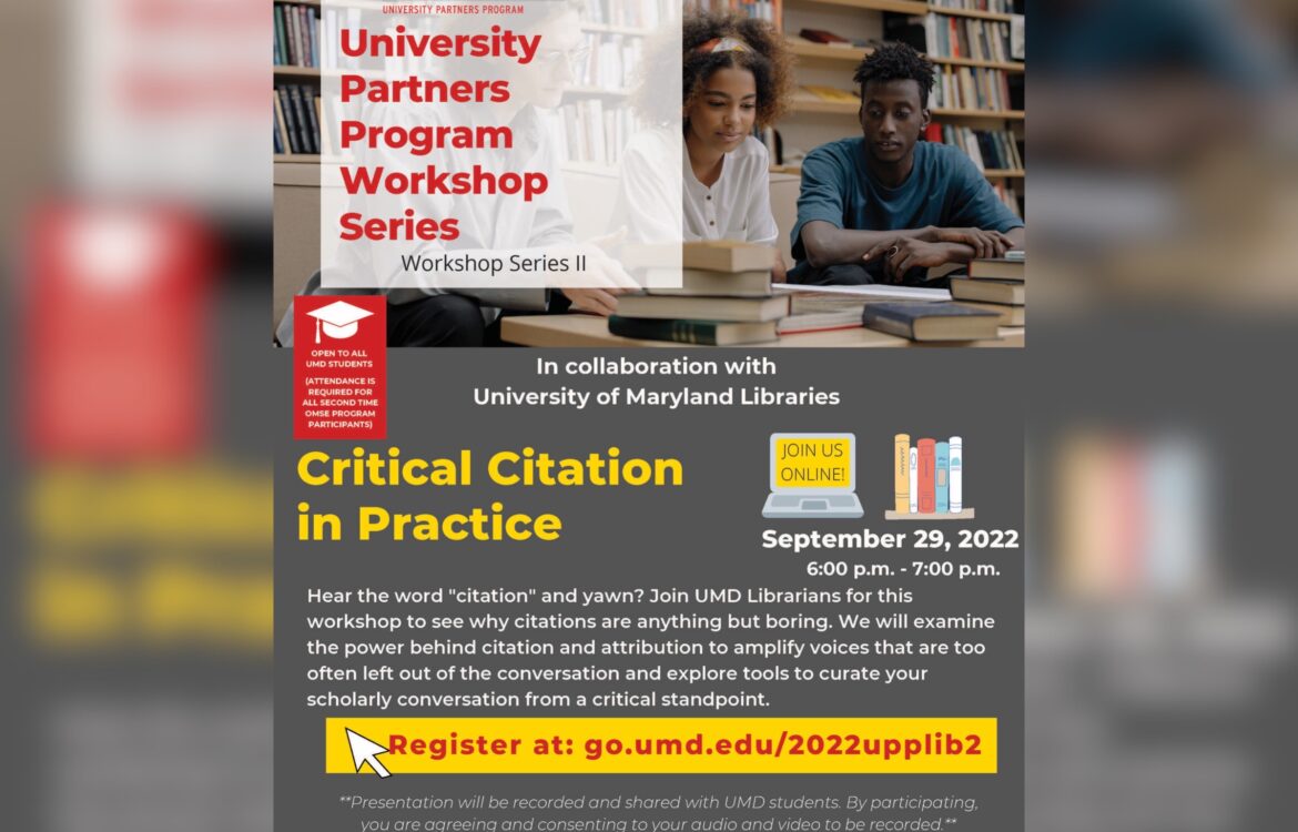 UMD Libraries Workshop Series II Flier